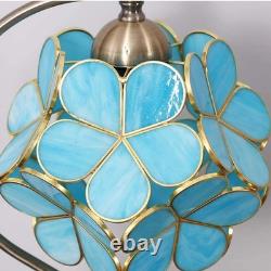 L10752 Tiffany Style Stained Glass Flower Petal Table Lamp with Brass Base fo