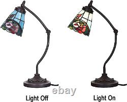 L10759 Rose Flower Tiffany Style Stained Glass Rocker Arm Desk Lamp Night Light