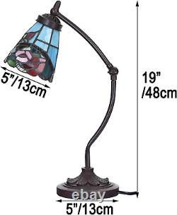 L10759 Rose Flower Tiffany Style Stained Glass Rocker Arm Desk Lamp Night Light