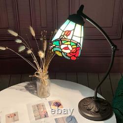 L10759 Rose Flower Tiffany Style Stained Glass Rocker Arm Desk Lamp Night Light