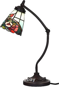 L10759 Rose Flower Tiffany Style Stained Glass Rocker Arm Desk Lamp Night Light