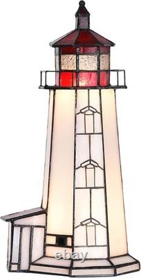 L10770 Peggy's Cove Lighthouse Tiffany Style Stained Glass Accent Table Lamp