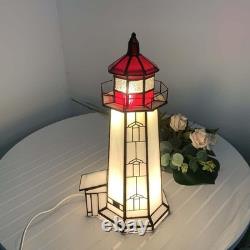 L10770 Peggy's Cove Lighthouse Tiffany Style Stained Glass Accent Table Lamp