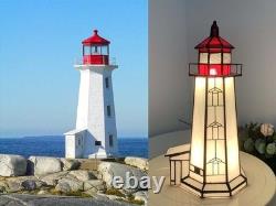 L10770 Peggy's Cove Lighthouse Tiffany Style Stained Glass Accent Table Lamp