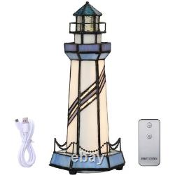 L10776 Lighthouse Tiffany Style Stained Glass Accent Table Lamp Night Light f