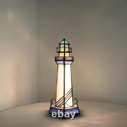 L10776 Lighthouse Tiffany Style Stained Glass Accent Table Lamp Night Light f