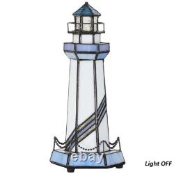 L10776 Lighthouse Tiffany Style Stained Glass Accent Table Lamp Night Light f