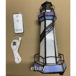 L10776 Lighthouse Tiffany Style Stained Glass Accent Table Lamp Night Light f