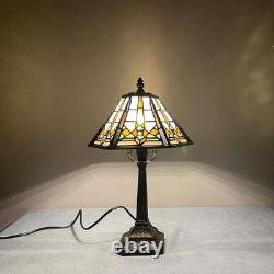 L10791 Mission Style Table Lamp Tiffany Stained Glass Night Light with Hexagonal