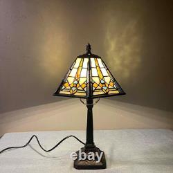 L10791 Mission Style Table Lamp Tiffany Stained Glass Night Light with Hexagonal