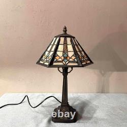 L10791 Mission Style Table Lamp Tiffany Stained Glass Night Light with Hexagonal