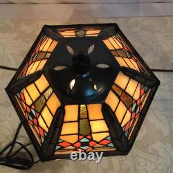 L10791 Mission Style Table Lamp Tiffany Stained Glass Night Light with Hexagonal