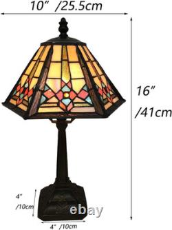 L10791 Mission Style Table Lamp Tiffany Stained Glass Night Light with Hexagonal