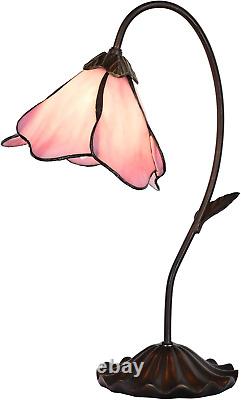 L10810 Flower Tiffany Style Stained Glass Table Lamp with 8-Inch Wide Bent Glass