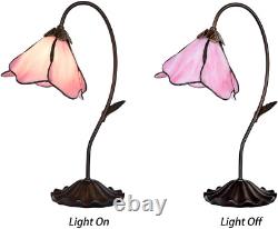 L10810 Flower Tiffany Style Stained Glass Table Lamp with 8-Inch Wide Bent Glass