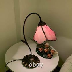 L10810 Flower Tiffany Style Stained Glass Table Lamp with 8-Inch Wide Bent Glass