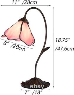 L10810 Flower Tiffany Style Stained Glass Table Lamp with 8-Inch Wide Bent Glass