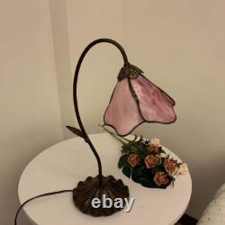 L10810 Flower Tiffany Style Stained Glass Table Lamp with 8-Inch Wide Bent Glass