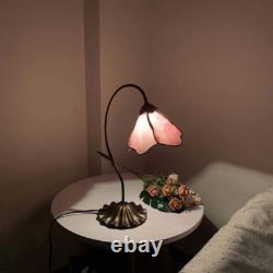 L10810 Flower Tiffany Style Stained Glass Table Lamp with 8-Inch Wide Bent Glass