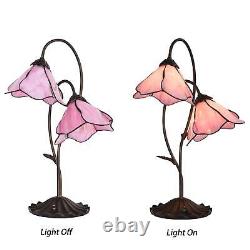 L10811 Flower Tiffany Style Stained Glass Table Lamp with 8-inch Wide Bent Gl