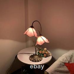 L10811 Flower Tiffany Style Stained Glass Table Lamp with 8-inch Wide Bent Gl