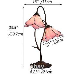 L10811 Flower Tiffany Style Stained Glass Table Lamp with 8-inch Wide Bent Gl