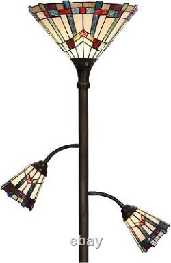 L10812 Mission Tiffany Style Stained Glass Floor Lamp for Reading Working D