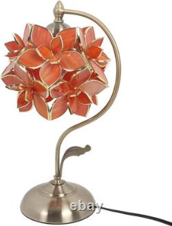 L10922 Tiffany Style Stained Glass Flower Petal Table Lamp with Brass Base for H