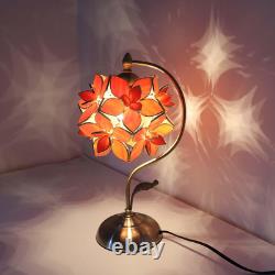 L10922 Tiffany Style Stained Glass Flower Petal Table Lamp with Brass Base for H