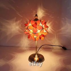 L10922 Tiffany Style Stained Glass Flower Petal Table Lamp with Brass Base for H