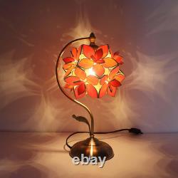 L10922 Tiffany Style Stained Glass Flower Petal Table Lamp with Brass Base for H