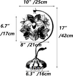 L10922 Tiffany Style Stained Glass Flower Petal Table Lamp with Brass Base for H