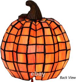 L10927 Carved Pumpkin Tiffany Style Stained Glass Accent Table Lamp for Hallowee