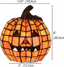 L10927 Carved Pumpkin Tiffany Style Stained Glass Accent Table Lamp for Hallowee