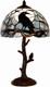 L10956 Raven Sitting On Bare Tree Branch In Full Moon Night Tiffany Style Staine