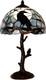 L10956 Tiffany Style Stained Glass Raven Table Lamp (blue, 12wx20h)