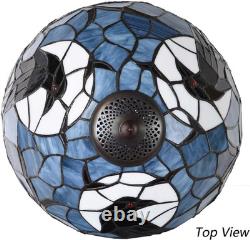 L10956 Tiffany Style Stained Glass Raven Table Lamp (Blue, 12Wx20H)