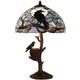 L10968 Raven Sitting On Bare Tree Branch In Full Moon Night Tiffany Style Sta