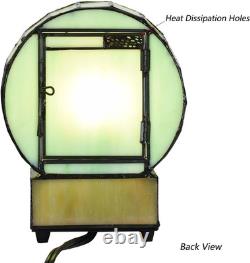 L10970 Cat and Mouse Tiffany Style Stained Glass Desk Clock Table Lamp