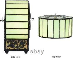 L10970 Cat and Mouse Tiffany Style Stained Glass Desk Clock Table Lamp