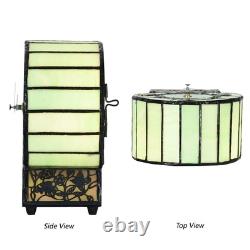 L10970 Cat and Mouse Tiffany Style Stained Glass Desk Clock Table Lamp for Ho