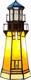 L10979 Tiffany-style Stained Glass Lighthouse Accent Table Lamp, 9.5 H