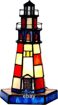 L11005 Lighthouse Tiffany Style Stained Glass Accent Table Lamp Night Light for