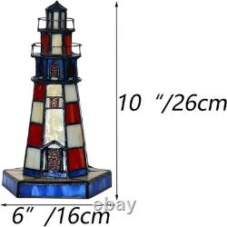 L11005 Lighthouse Tiffany Style Stained Glass Accent Table Lamp Night Light for