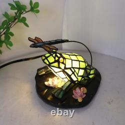 L12014 Frog Table Lamp Tiffany Style Stained Glass Accent Night Light for Home D