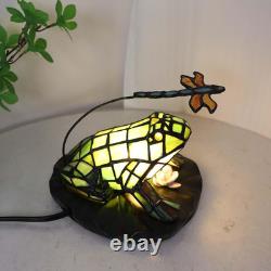 L12014 Frog Table Lamp Tiffany Style Stained Glass Accent Night Light for Home D