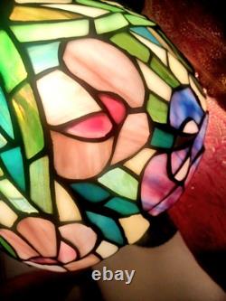 LOVELY! VINTAGE Tiffany Floral Leaded Stained Glass Lamp EXC COND