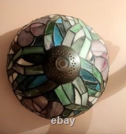 LOVELY! VINTAGE Tiffany Floral Leaded Stained Glass Lamp EXC COND