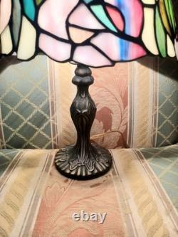LOVELY! VINTAGE Tiffany Floral Leaded Stained Glass Lamp EXC COND