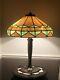Lamb Brothers Arts & Crafts Style Antique Leaded Stained Glass Lamp